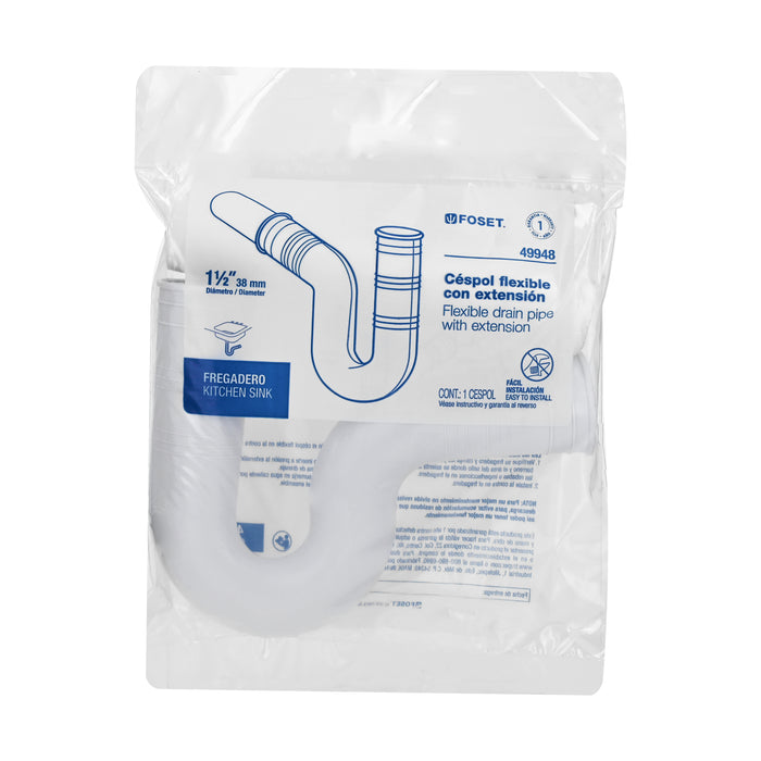 Céspol flexible 1-1/2' de PVC, con extensión, para fregadero 49948