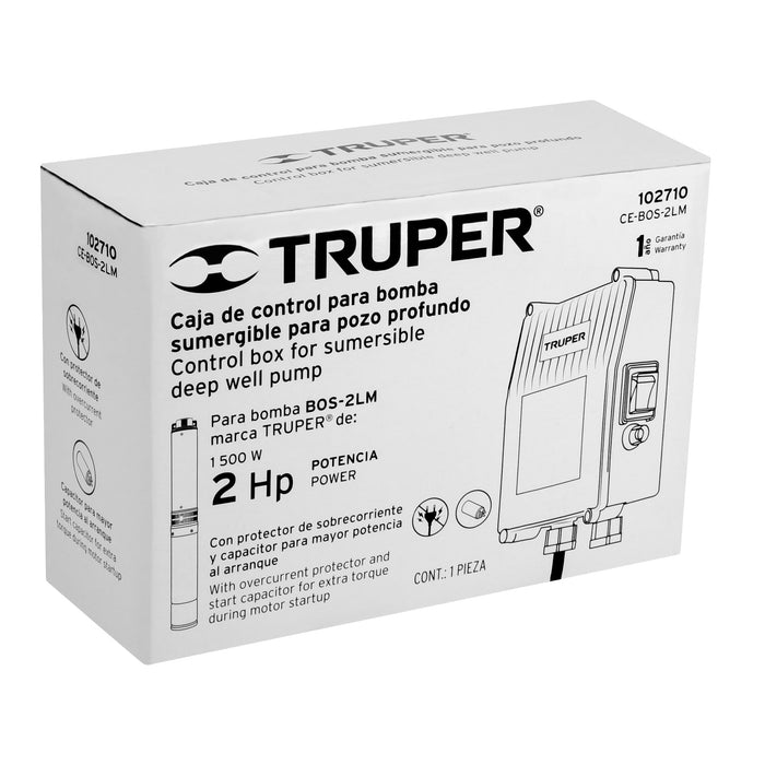 Bomba sumergible, tipo bala, 2 HP, agua limpia, Truper 12627 BOS-2LM