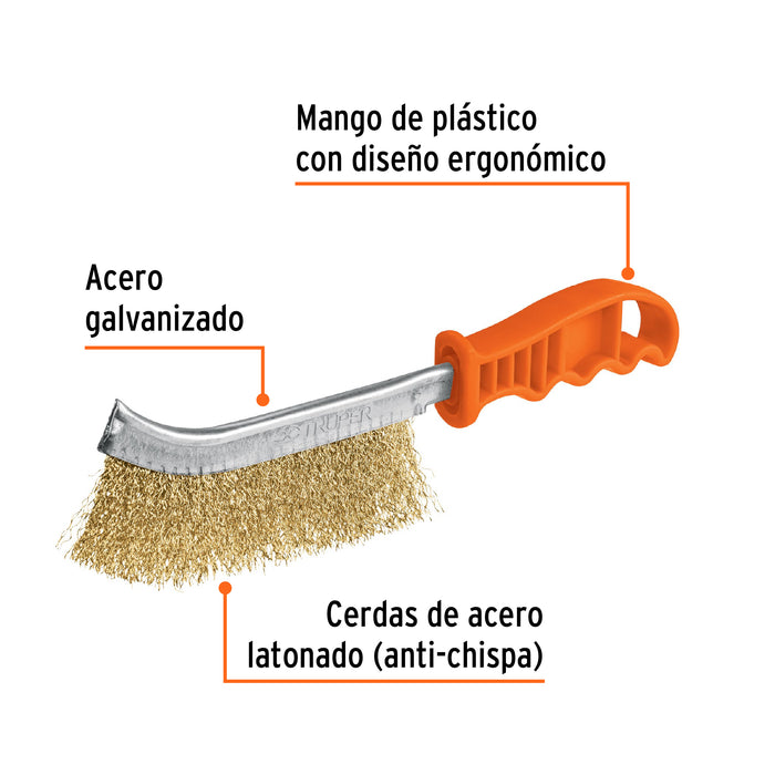 Cepillo curvo anti-chispa, alambre ondulado, Truper 11540 CEA-10