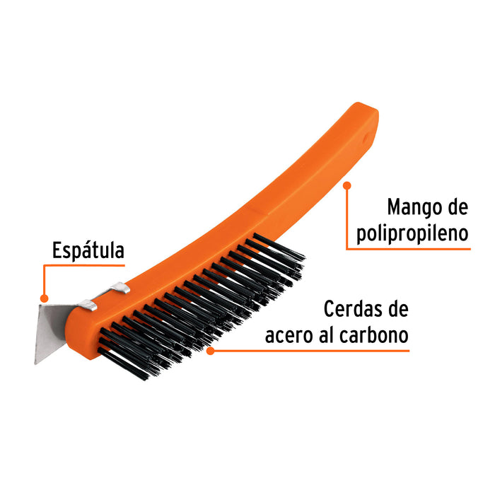Cepillo de alambre 51 pinceles acero al carbono c/espátula 11539 CEA-18E