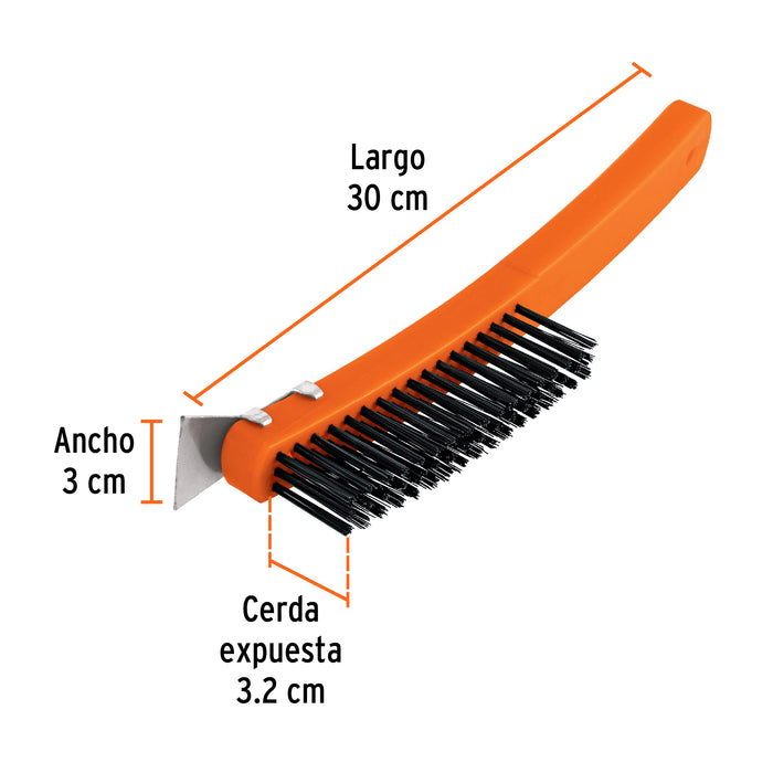 Cepillo de alambre 51 pinceles acero al carbono c/espátula 11539 CEA-18E