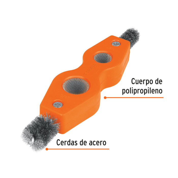 Cepillo limpiador de terminales de baterías, 4 en 1, Truper 17110 CEAL-4