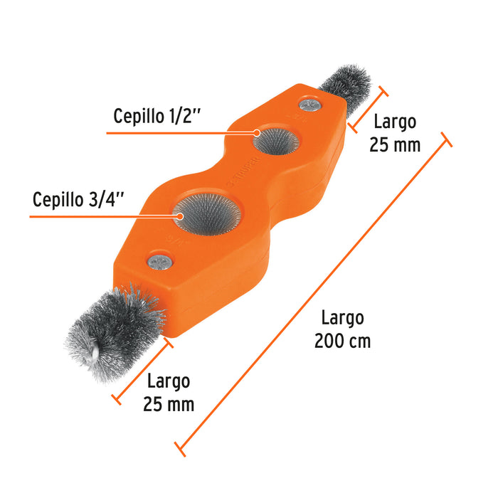 Cepillo limpiador de terminales de baterías, 4 en 1, Truper 17110 CEAL-4