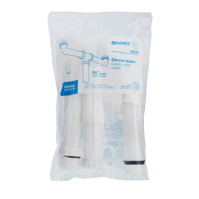 Céspol doble 1-1/2', s/contra, polipropileno, para fregadero 48338