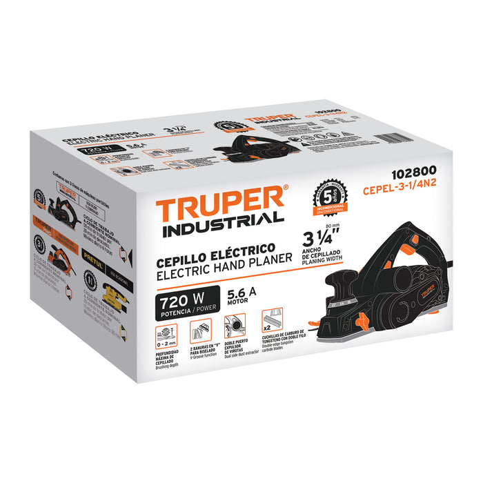 Cepillo eléctrico 3-1/4' 720 W, industrial, Truper Código: 102800