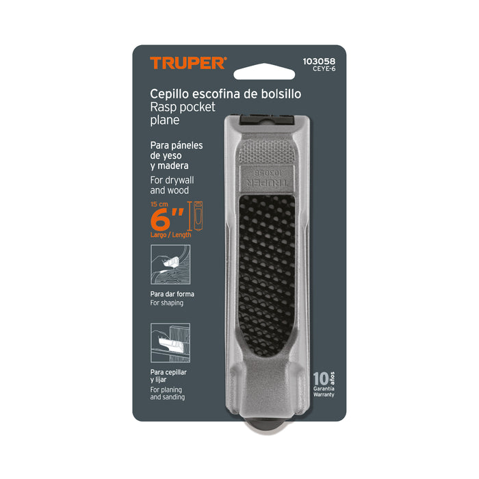 Cepillo escofina para muros de yeso, 6', Truper 103058 CEYE-6