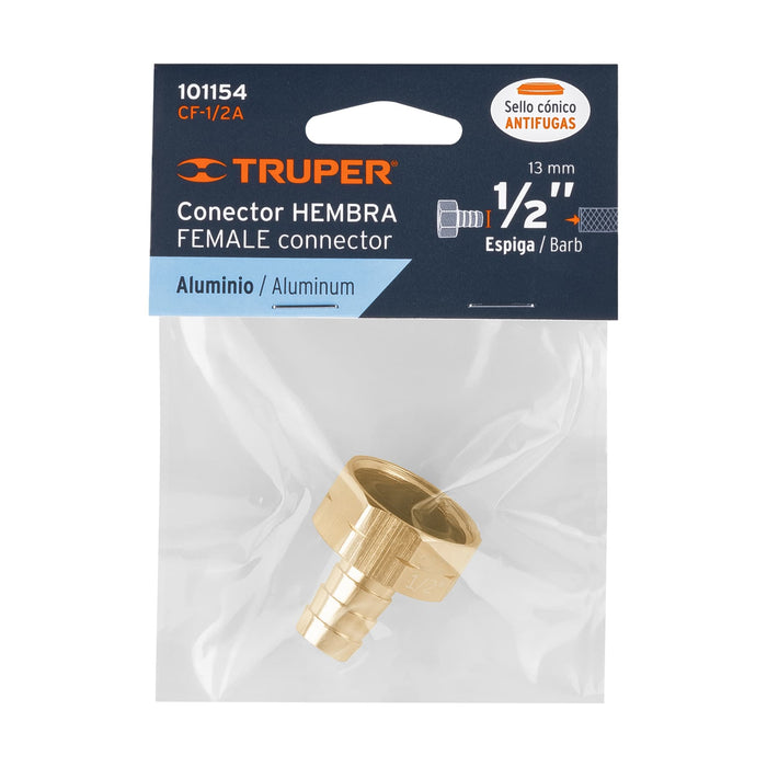 Conector 1/2' hembra de aluminio, Truper Código: 101154