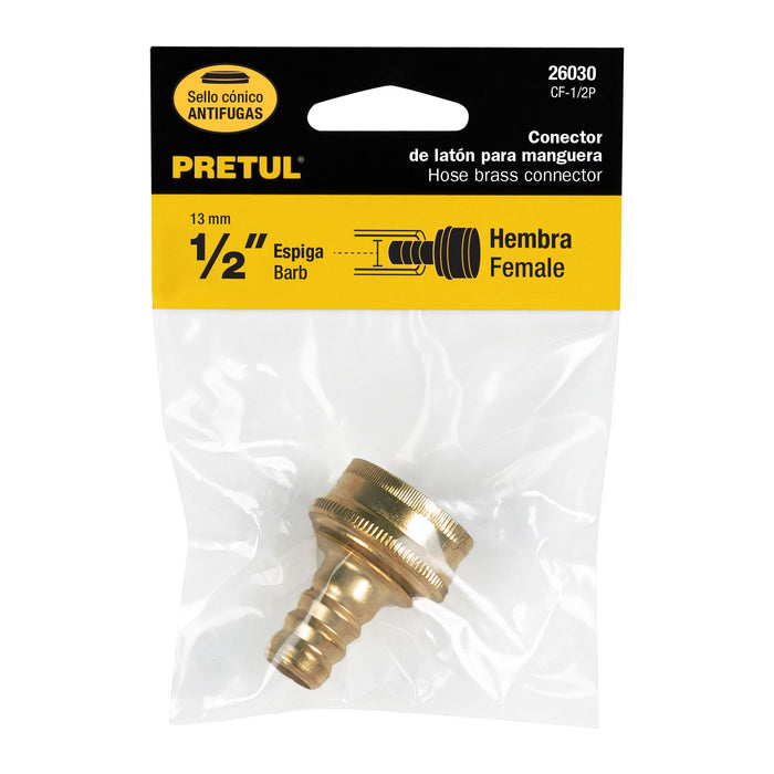 Conector 1/2' hembra de latón laminado, Pretul 26030
