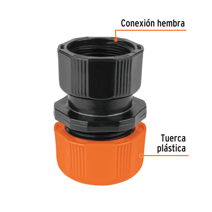 Conector 1/2' hembra de ABS con tuerca de ajuste manual Código: 102989