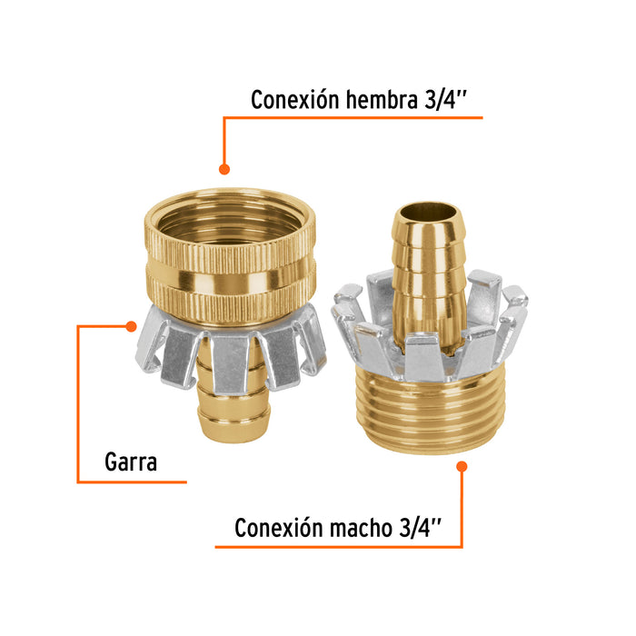Juego de conectores 1/2' macho/hembra tipo garra de aluminio Código: 102084