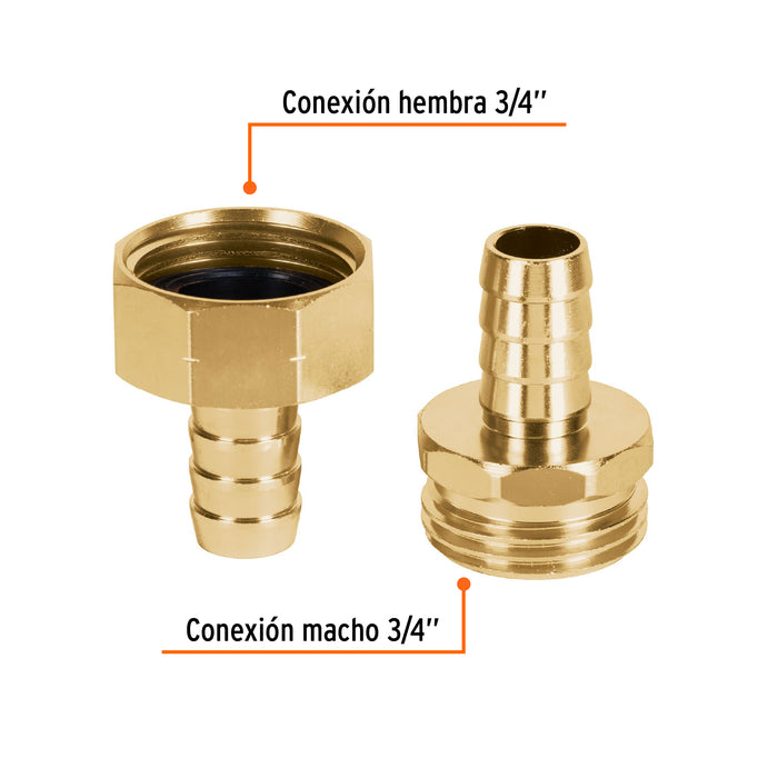 Juego de conectores 1/2' macho/hembra de aluminio, Truper Código: 101160