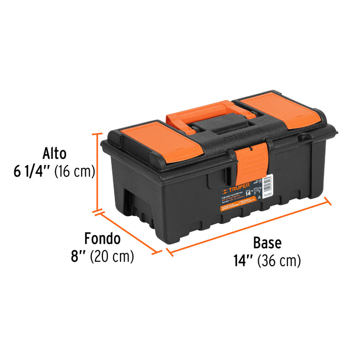 Caja para herramienta de 14' con compartimentos, Truper 11139 CHA-14NC