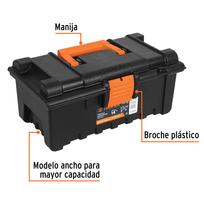 Caja para herramienta de 14' sin compartimentos, Truper 19854 CHA-14N
