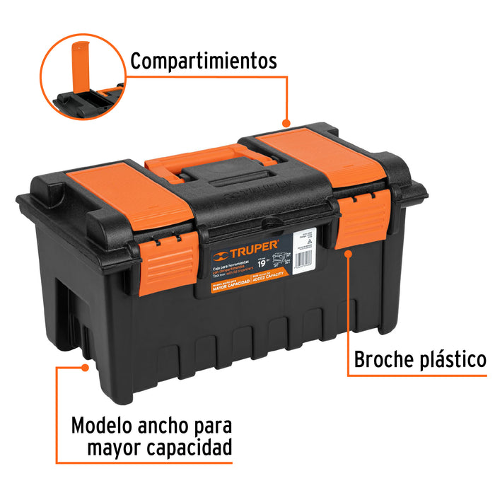 Caja para herramienta de 19' con compartimentos, Truper 11143 CHA-19NC