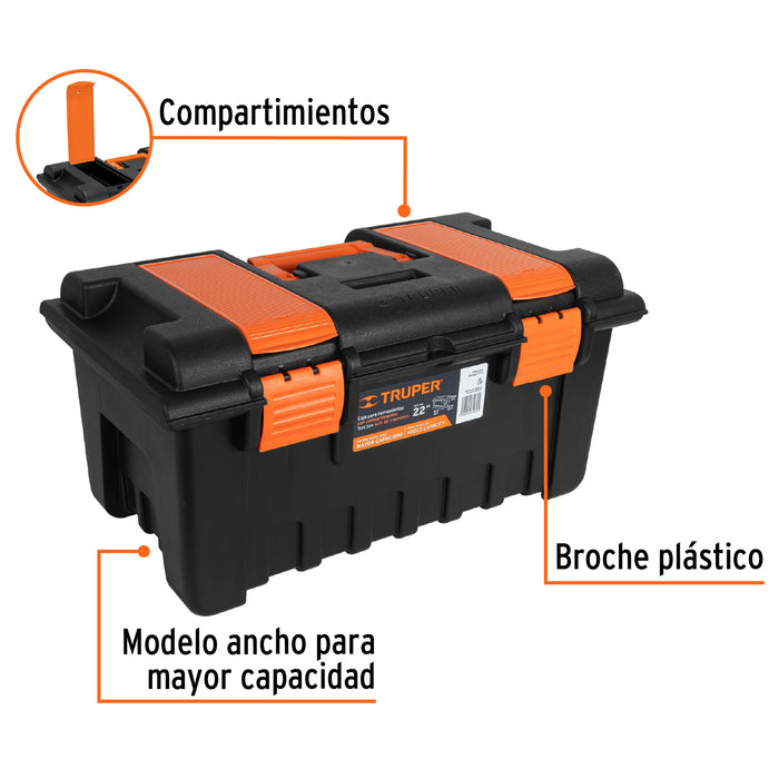 Caja para herramienta de 22' con compartimentos, Truper 11145 CHA-22NC