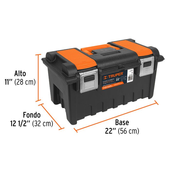 Caja p/herramienta 22' c/compartimentos y broches metálicos 11812 CHA-22S