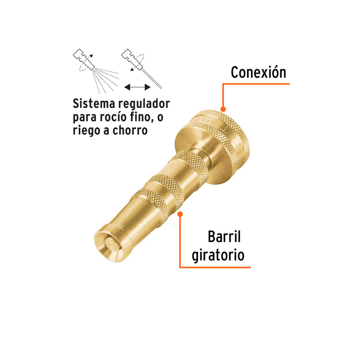 Chiflón 3' de latón maquinado para manguera, Truper 13130 CHMA-3