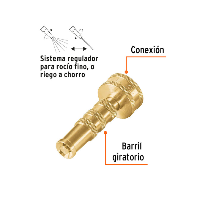Chiflón 3' de latón maquinado para manguera, Truper 13130 CHMA-3