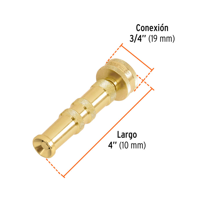 Chiflón 4' de latón maquinado para manguera, Truper 13136 CHMA-4