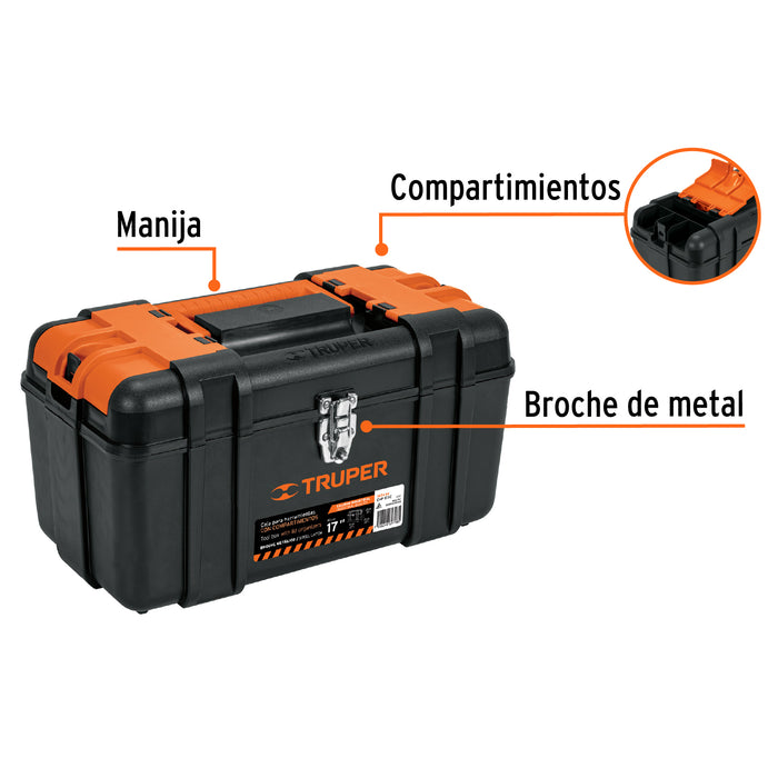 Caja para herramienta de 17' industrial, broches metálicos 19656 CHP-17X