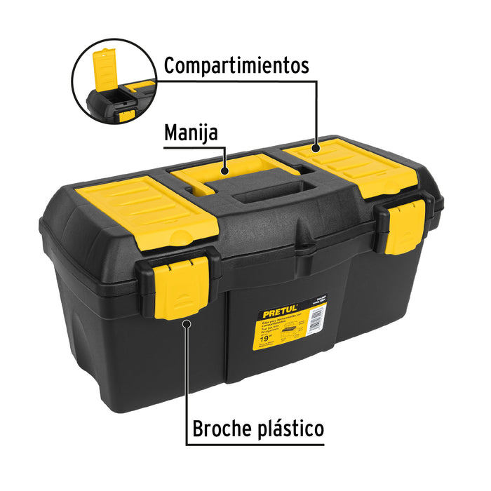 Caja para herramienta de 19' con compartimentos, Pretul 20604 CHP-19CP