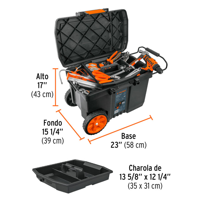 Caja para herramienta de 23'x17' c/ruedas, mango telescópico 10902 CHP-23R