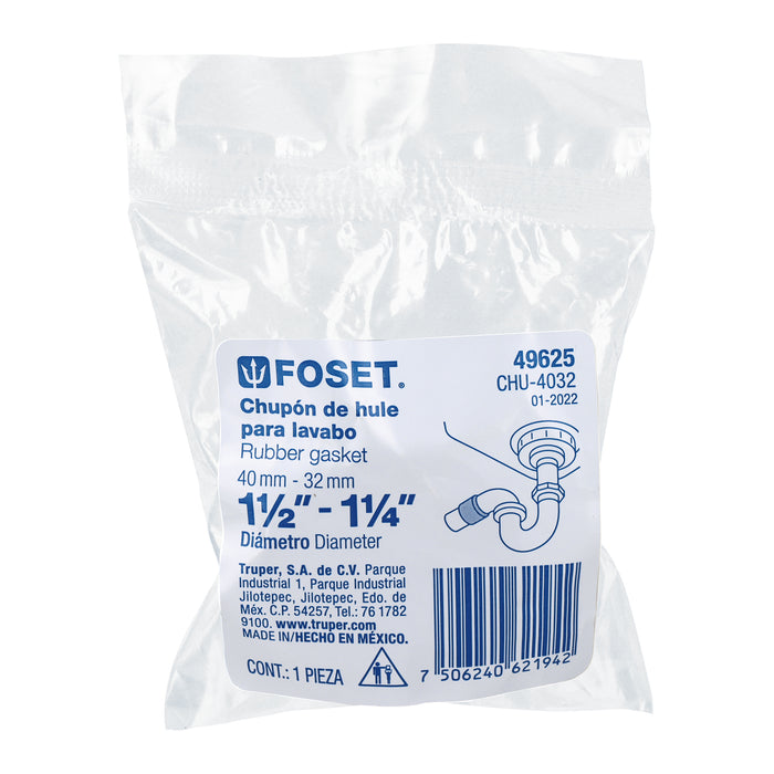 Chupón de PVC, 1-1/2' x 1-1/4', Foset 49625