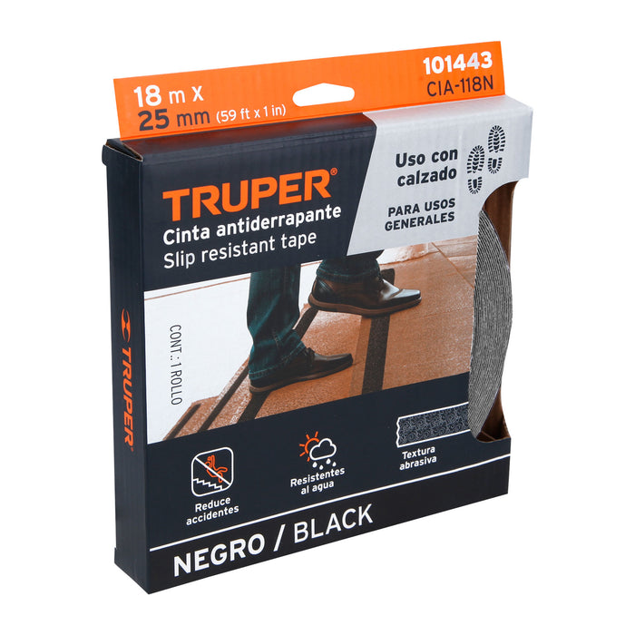 Rollo de 18m de cinta antiderrapante negra 25mm con abrasivo 101443 CIA-118N