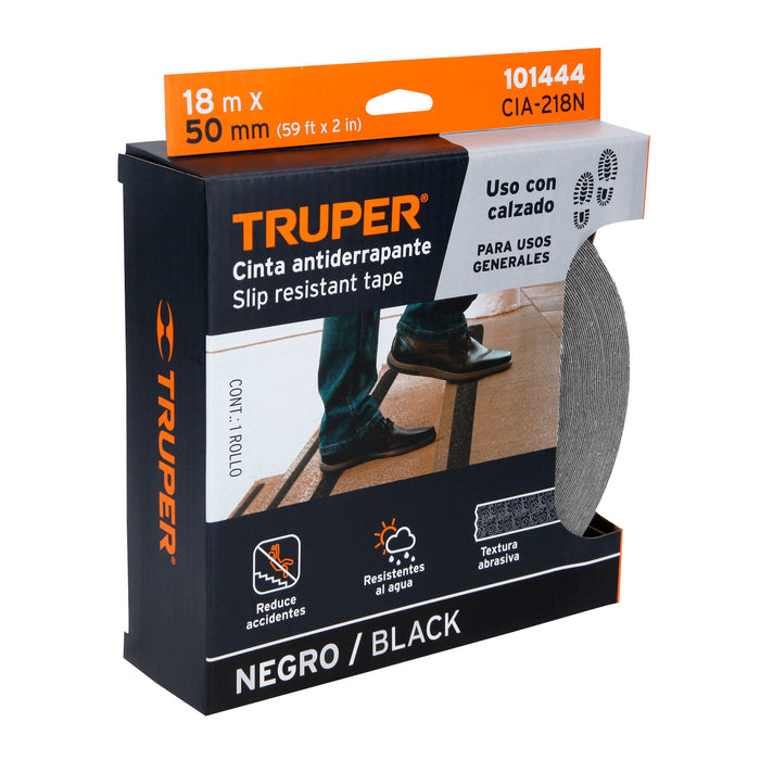 Rollo de 18m de cinta antiderrapante negra 50mm con abrasivo 101444 CIA-218N