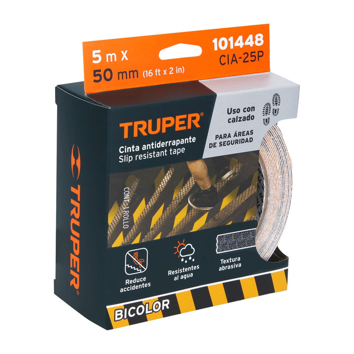 Rollo 5 m de cinta antiderrapante ama/negra 50mm c/abrasivo 101448 CIA-25P