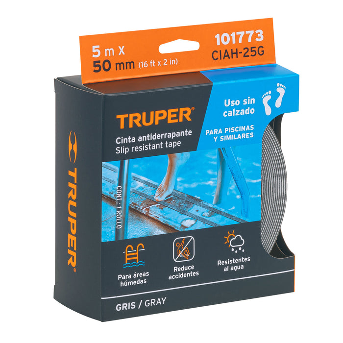 Rollo de 5 m cinta antiderrapante 50mm gris p/áreas húmedas 101773 CIAH-25G