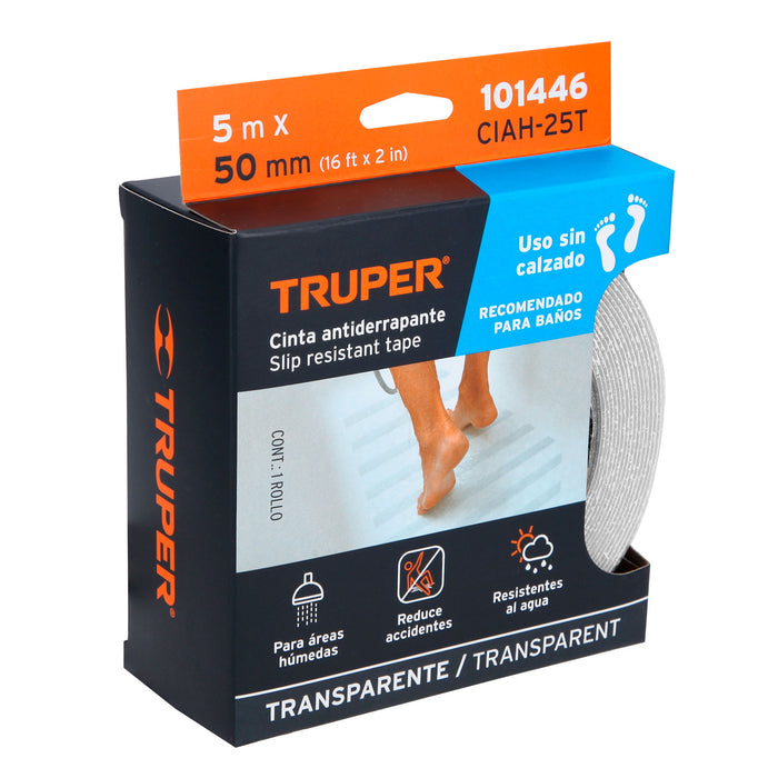 Rollo 5 m cinta antiderrapante transp. 50mm p/áreas húmedas 101446 CIAH-25T