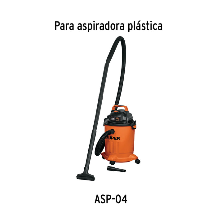 Aspiradora de sólidos y líquidos, 4 gal, plástica, Truper 101508 ASP-04
