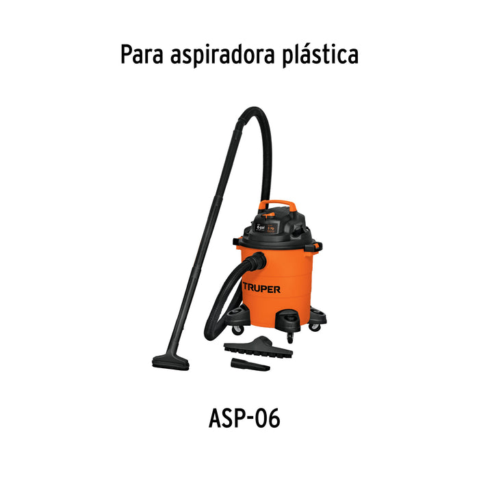 Aspiradora de sólidos y líquidos, 6 gal, plástica, Truper 12092 ASP-06