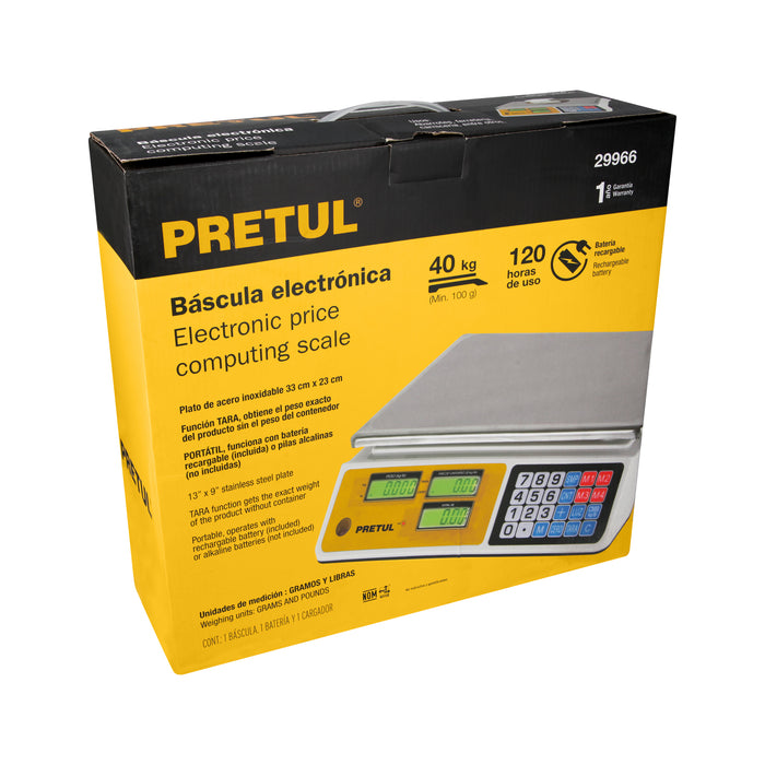 Báscula electrónica multifunciones 40 kg, Pretul 29966 BASE-40P