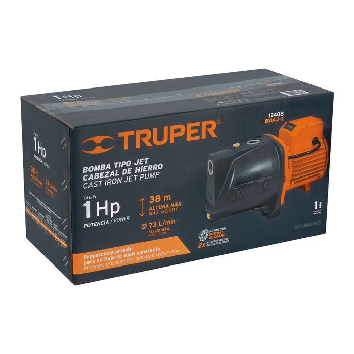 Bomba eléctrica tipo jet para agua, hierro, 1 HP, Truper 12408 BOAJ-1