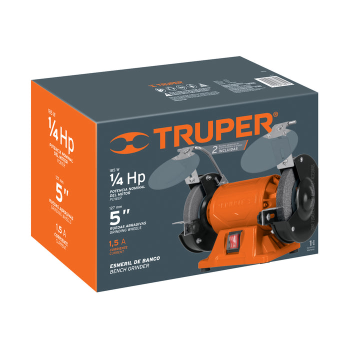 Esmeril de banco de 5' de 1/4 HP (185 W), Truper 12784 EBA-5