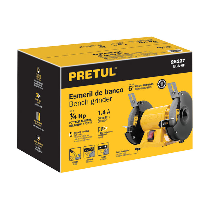 Esmeril de banco de 6' de 1/4 HP (185 W), Pretul 28237 EBA-6P