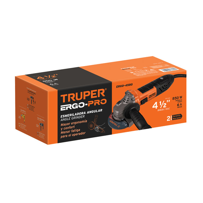 Esmeriladora angular 4-1/2' 850 W, ERGO-PRO, Truper 18156 ERGO-4580