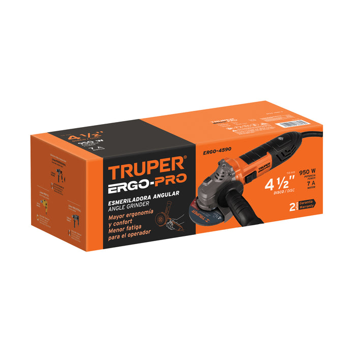 Esmeriladora angular 4-1/2' 950 W, ERGO-PRO, Truper 13935 ERGO-4590
