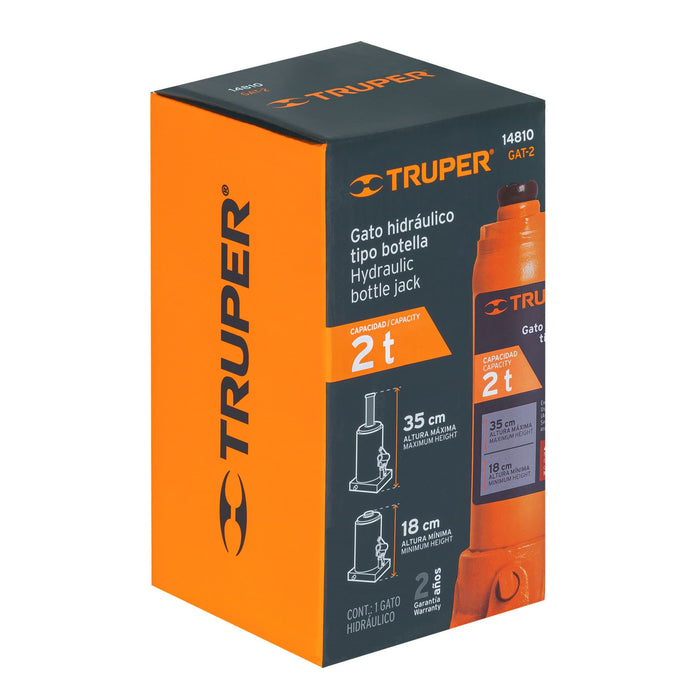 Gato hidráulico de botella de 2 Ton, Truper 14810 GAT-2