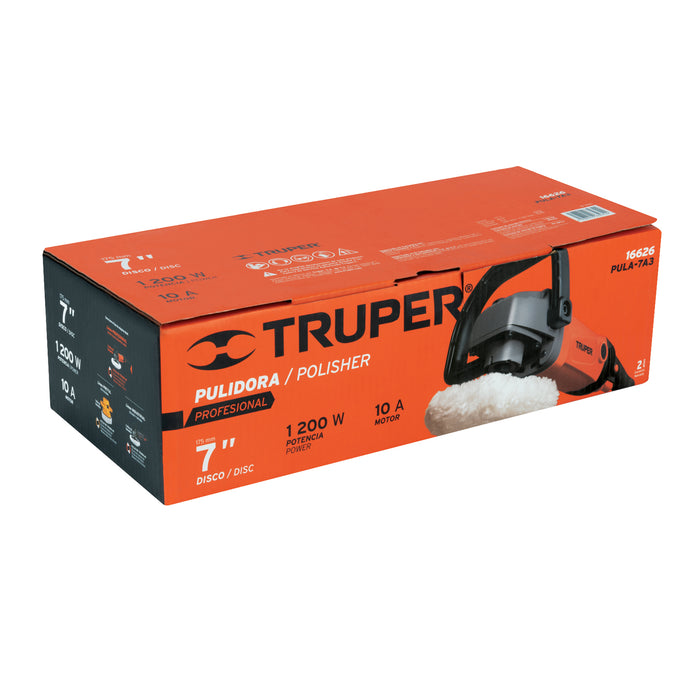 Pulidora velocidad variable 7', 1200 W, profesional, Truper 16626 PULA-7A3