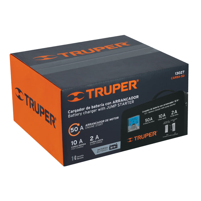 Cargador de 50 A para baterías de 12 V, Truper 13027 CARBA-50