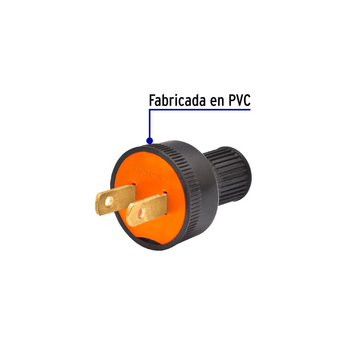 2 Clavijas no polarizadas redondas de PVC, Volteck 46210 CL-HR