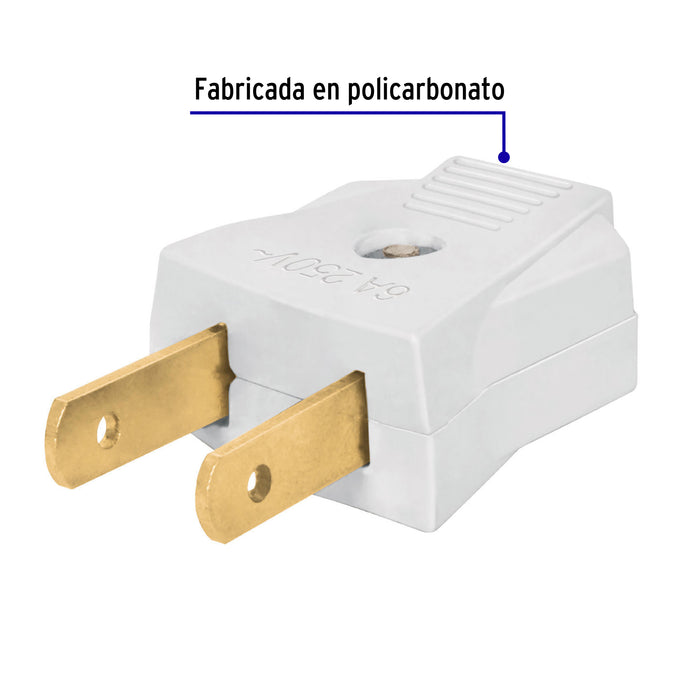 2 Clavijas no polarizadas planas de policarbonato, Volteck 46209 CL-PL