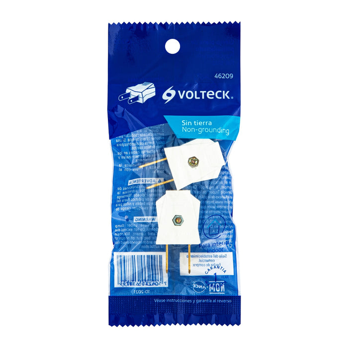 2 Clavijas no polarizadas planas de policarbonato, Volteck 46209 CL-PL