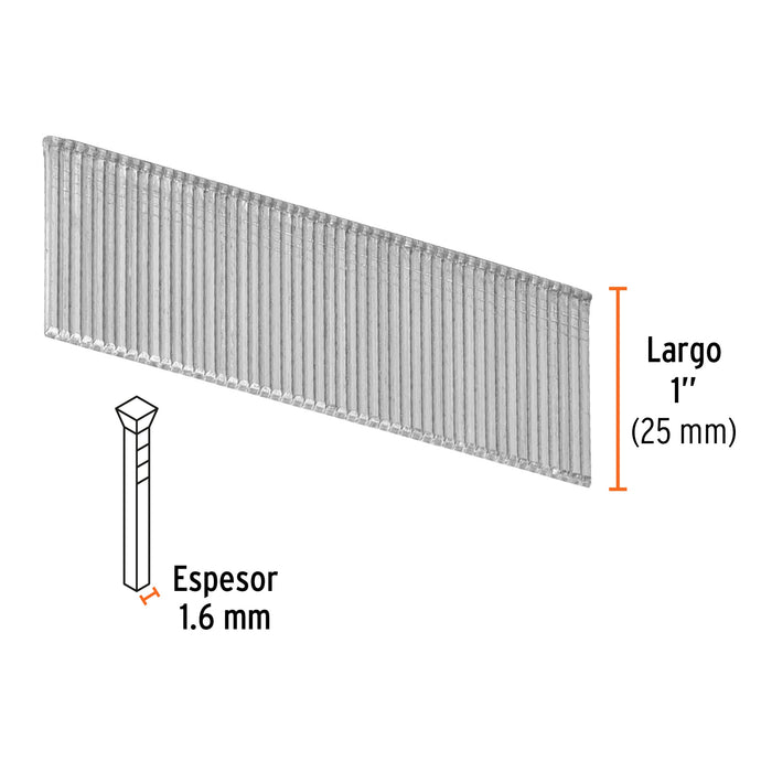Caja con 2500 clavos calibre 16, 25 mm para CLNE-16, Truper 15010 CLANEU-16-25
