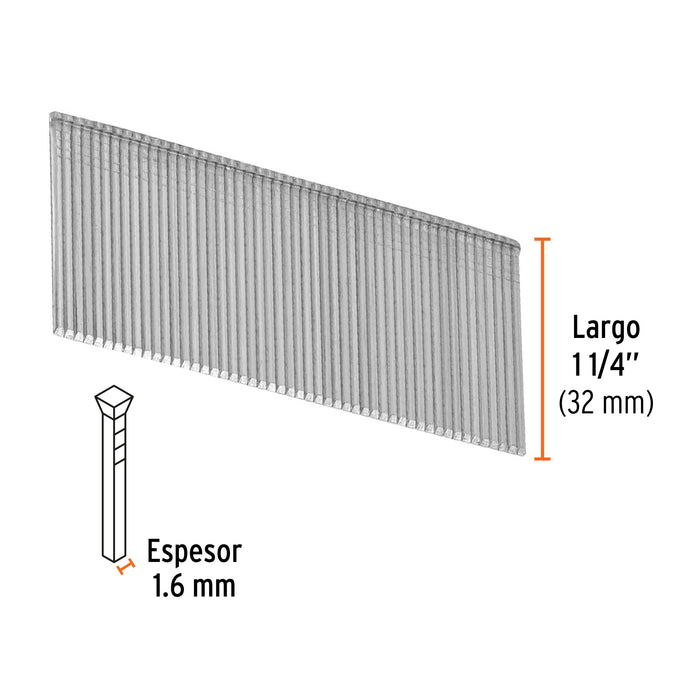 Caja con 2500 clavos calibre 16, 32 mm para CLNE-16, Truper 15012 CLANEU-16-32