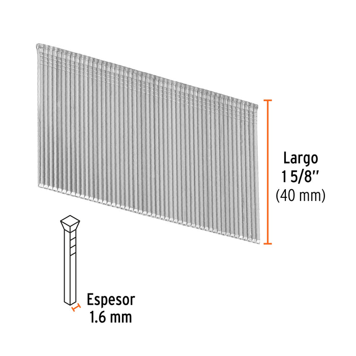 Caja con 2500 clavos calibre 16, 40 mm para CLNE-16, Truper 15014 CLANEU-16-40