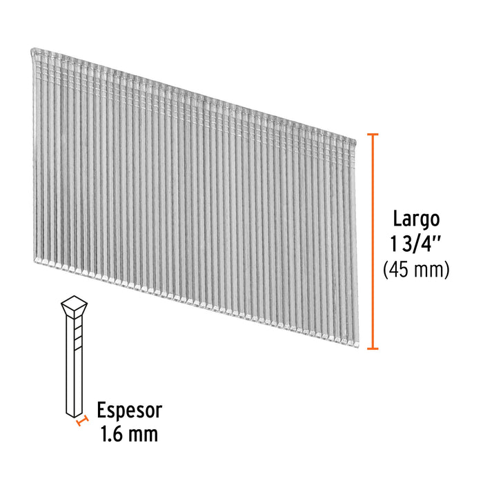 Caja con 2500 clavos calibre 16, 45 mm para CLNE-16, Truper 15015 CLANEU-16-45